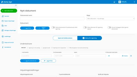 nytt dokument som du skapar i visma sign